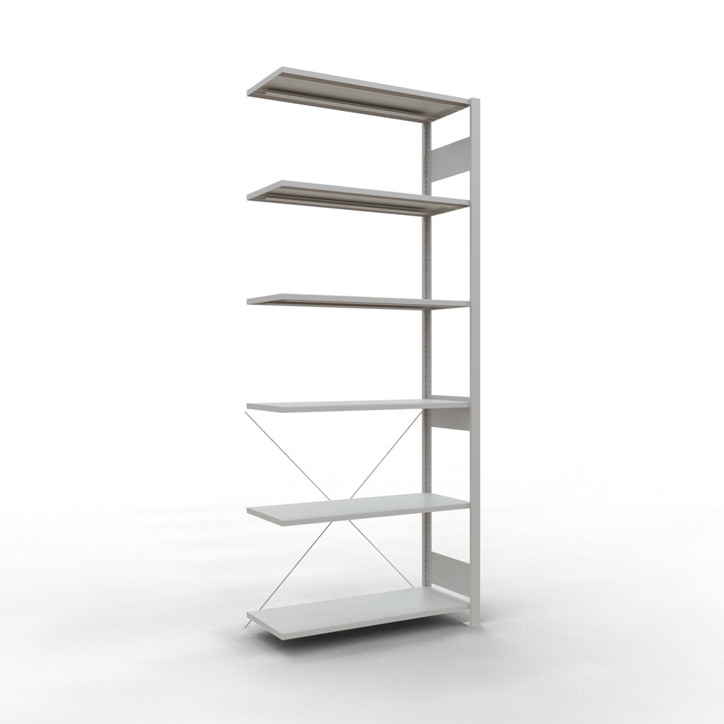 Scaffalatura a ripiani SCHULTE, campata aggiuntiva, portata per piano 150 kg, grigio chiaro, AxLxP 2.500 x 1.000 x 400 mm Immagine del prodotto: Scaffalatura a ripiani SCHULTE, campata aggiuntiva, portata per piano 150 kg, grigio chiaro, AxLxP 2.500 x 1.000 x 400 mm