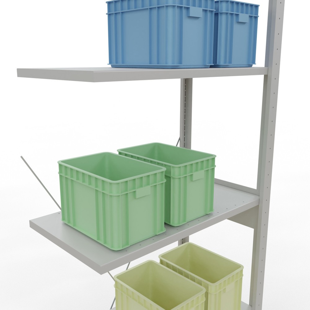 Immagine del prodotto n. 4: Scaffalatura a ripiani SCHULTE, campata aggiuntiva, portata per piano 150 kg, grigio chiaro, HxLxP 2.500 x 750 x 400 mm
