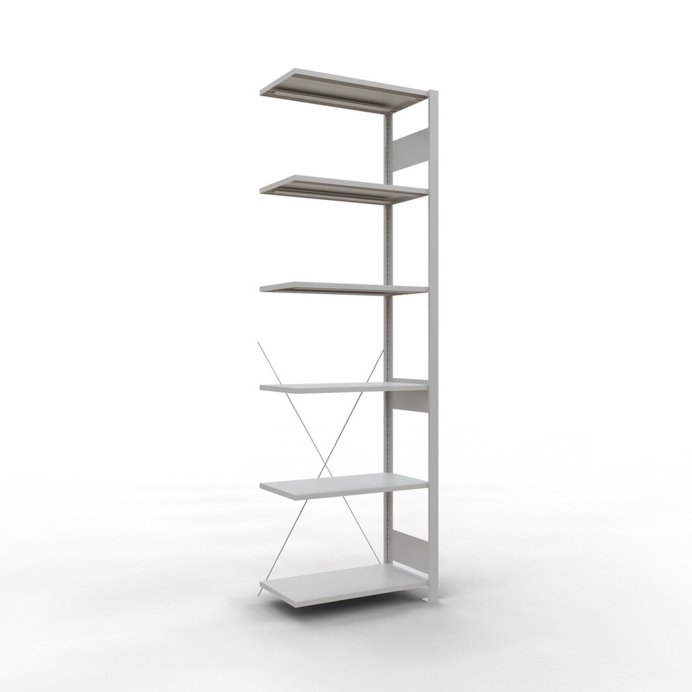 Immagine del prodotto: Scaffalatura a ripiani SCHULTE, campata aggiuntiva, portata per piano 150 kg, grigio chiaro, HxLxP 2.500 x 750 x 400 mm