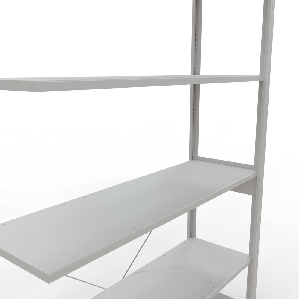 Immagine del prodotto n. 5: Scaffalatura a ripiani SCHULTE, campata aggiuntiva, portata per piano 150 kg, grigio chiaro, AxLxP 2.500 x 1.300 x 400 mm