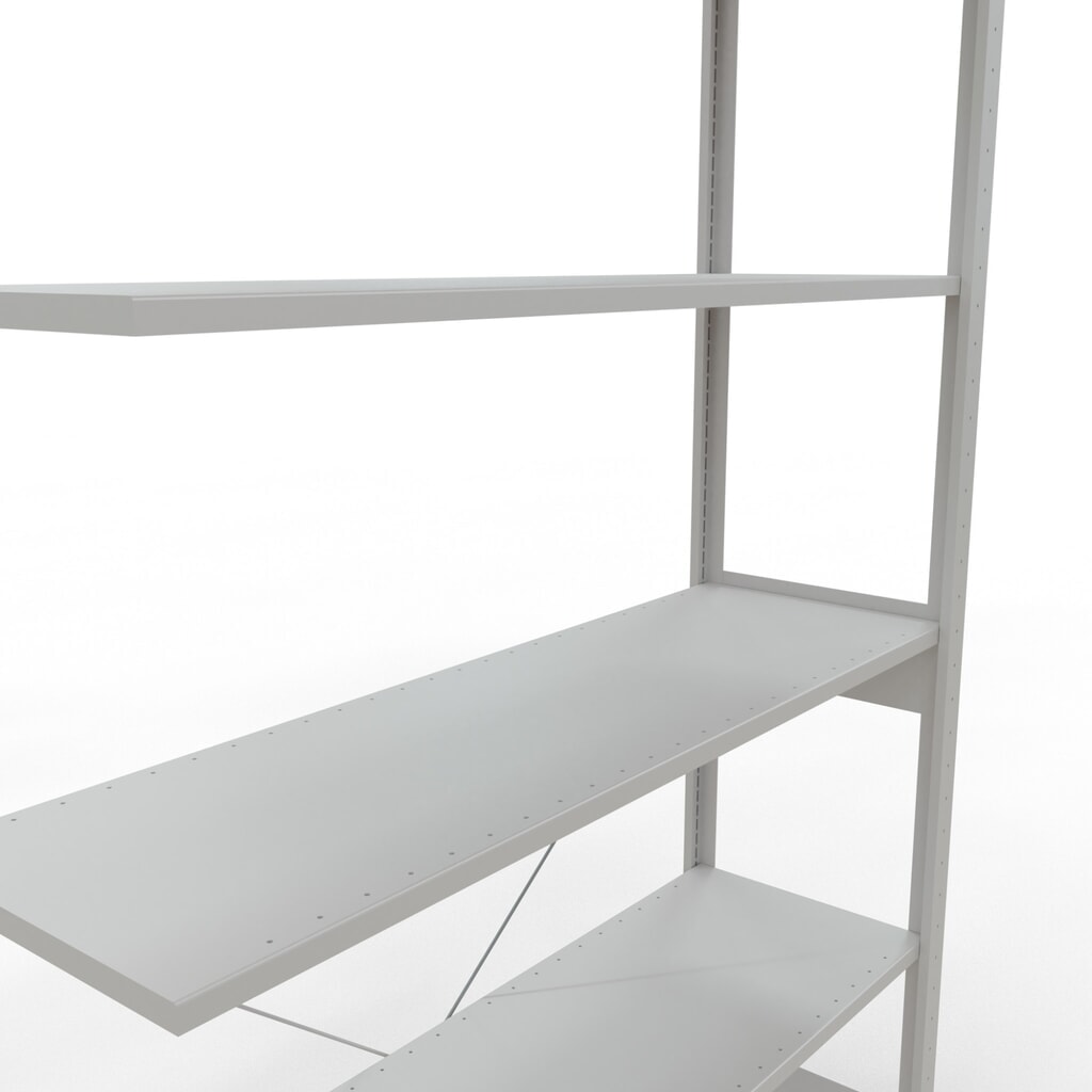 Immagine del prodotto n. 5: Scaffalatura a ripiani SCHULTE, campata aggiuntiva, portata per piano 150 kg, grigio chiaro, AxLxP 2.500 x 1.300 x 400 mm