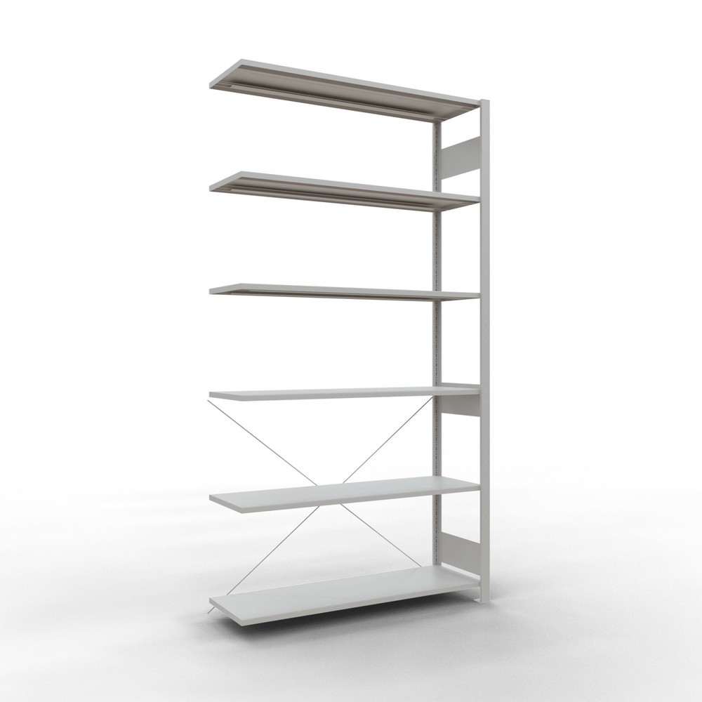 Immagine del prodotto: Scaffalatura a ripiani SCHULTE, campata aggiuntiva, portata per piano 150 kg, grigio chiaro, AxLxP 2.500 x 1.300 x 400 mm