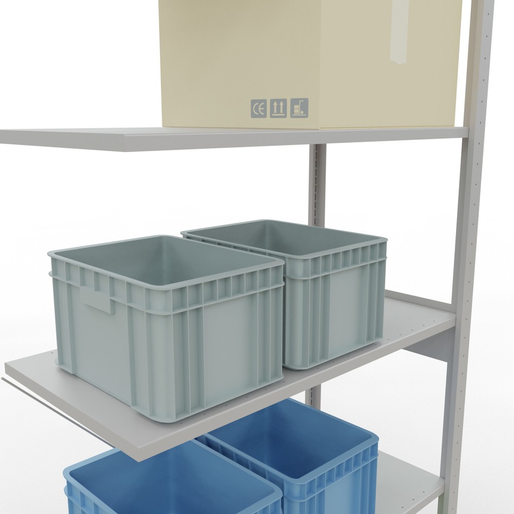 Immagine del prodotto n. 4: Scaffalatura a ripiani SCHULTE, campata aggiuntiva, portata per piano 150 kg, grigio chiaro, AxLxP 2.500 x 1.000 x 500 mm