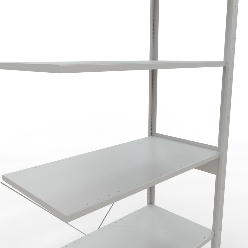 Immagine del prodotto n. 5: Scaffalatura a ripiani SCHULTE, campata aggiuntiva, portata per piano 150 kg, grigio chiaro, AxLxP 2.500 x 1.000 x 500 mm