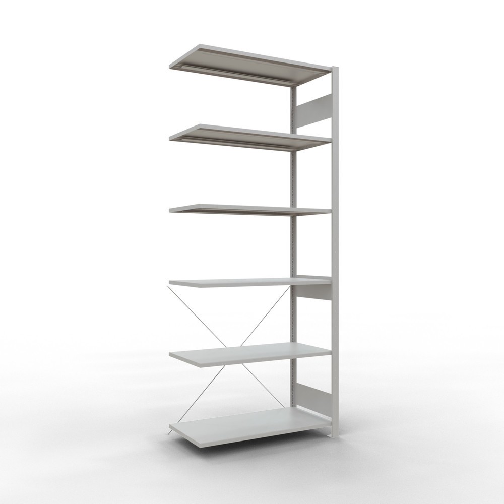 Immagine del prodotto: Scaffalatura a ripiani SCHULTE, campata aggiuntiva, portata per piano 150 kg, grigio chiaro, AxLxP 2.500 x 1.000 x 500 mm