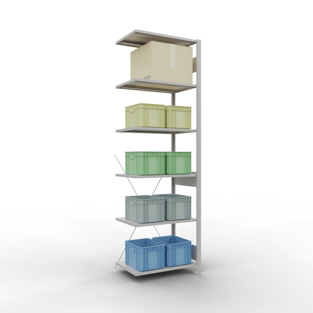 Immagine del prodotto n. 3: Scaffalatura a ripiani SCHULTE, campata aggiuntiva, portata per piano 150 kg, grigio chiaro, AxLxP 2.500 x 750 x 500 mm
