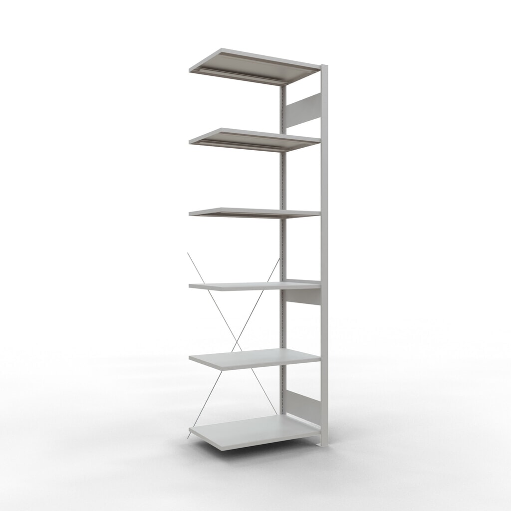 Scaffalatura a ripiani SCHULTE, campata aggiuntiva, portata per piano 150 kg, grigio chiaro, AxLxP 2.500 x 750 x 500 mm Immagine del prodotto: Scaffalatura a ripiani SCHULTE, campata aggiuntiva, portata per piano 150 kg, grigio chiaro, AxLxP 2.500 x 750 x 500 mm