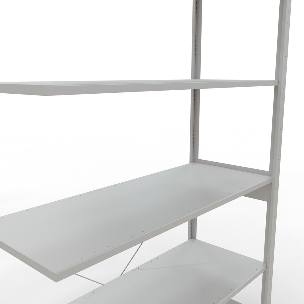 Immagine del prodotto n. 5: Scaffalatura a ripiani SCHULTE, campata aggiuntiva, portata per piano 150 kg, grigio chiaro, AxLxP 2.500 x 1.300 x 500 mm