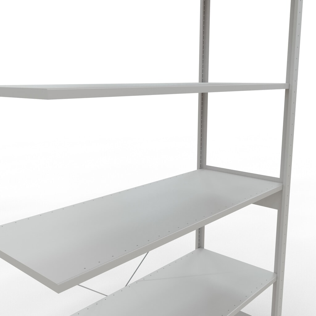 Scaffalatura a ripiani SCHULTE, campata aggiuntiva, portata per piano 150 kg, grigio chiaro, AxLxP 2.500 x 1.300 x 500 mm Immagine del prodotto n. 5: Scaffalatura a ripiani SCHULTE, campata aggiuntiva, portata per piano 150 kg, grigio chiaro, AxLxP 2.500 x 1.300 x 500 mm