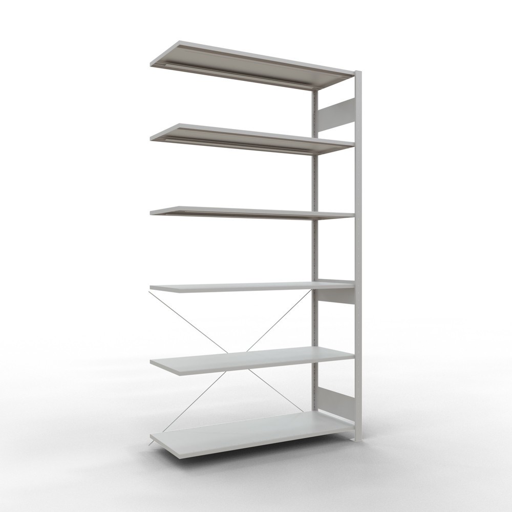 Immagine del prodotto: Scaffalatura a ripiani SCHULTE, campata aggiuntiva, portata per piano 150 kg, grigio chiaro, AxLxP 2.500 x 1.300 x 500 mm