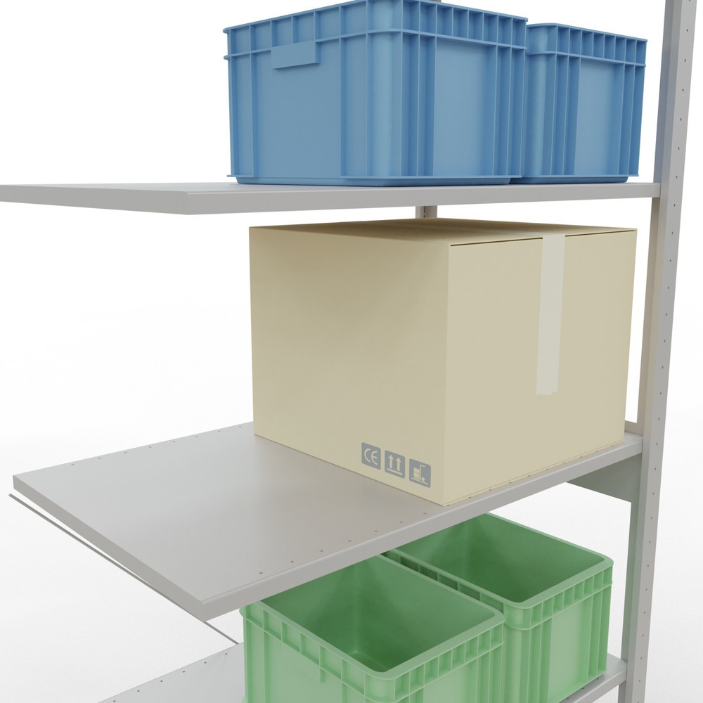 Immagine del prodotto n. 4: Scaffalatura a ripiani SCHULTE, campata aggiuntiva, portata per piano 150 kg, grigio chiaro, AxLxP 2.500 x 1.000 x 600 mm