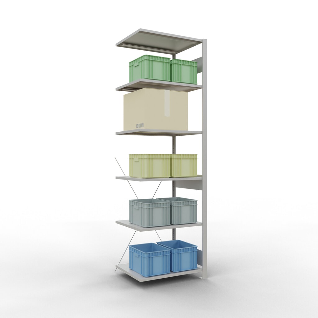 Scaffalatura a ripiani SCHULTE, campata aggiuntiva, portata per piano 150 kg, grigio chiaro, HxLxP 2.500 x 750 x 600 mm Immagine del prodotto n. 3: Scaffalatura a ripiani SCHULTE, campata aggiuntiva, portata per piano 150 kg, grigio chiaro, HxLxP 2.500 x 750 x 600 mm