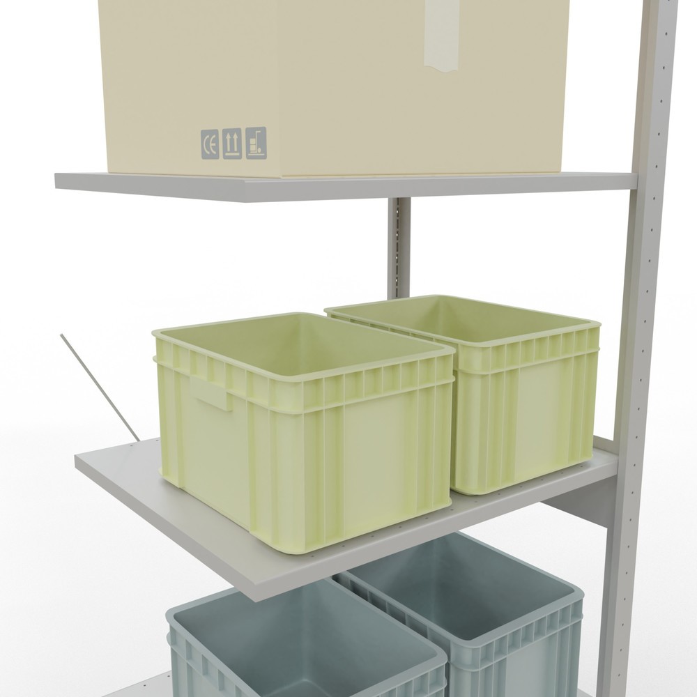 Immagine del prodotto n. 4: Scaffalatura a ripiani SCHULTE, campata aggiuntiva, portata per piano 150 kg, grigio chiaro, HxLxP 2.500 x 750 x 600 mm