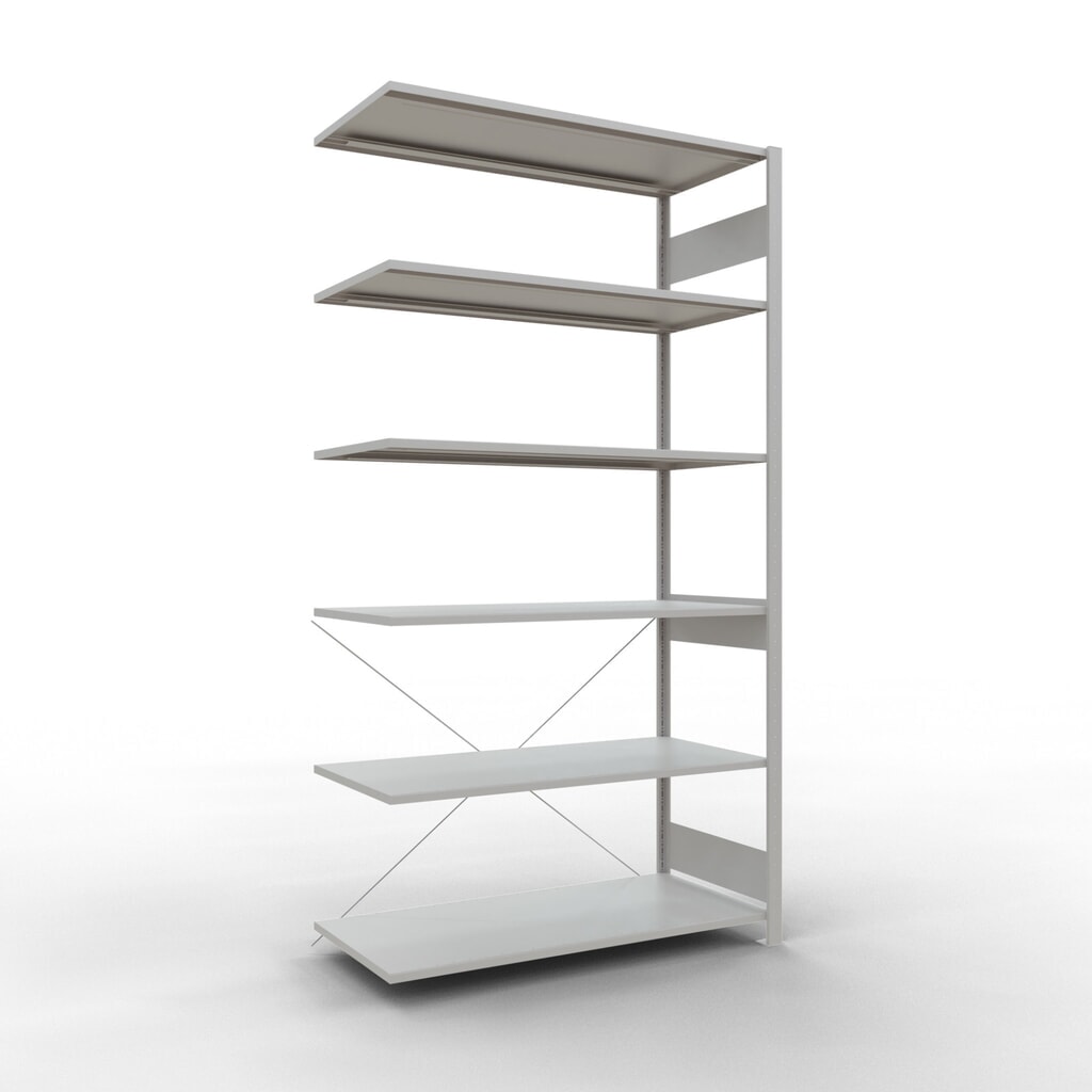 Scaffalatura a ripiani SCHULTE, campata aggiuntiva, portata per piano 150 kg, grigio chiaro, AxLxP 2.500 x 1.300 x 600 mm Immagine del prodotto: Scaffalatura a ripiani SCHULTE, campata aggiuntiva, portata per piano 150 kg, grigio chiaro, AxLxP 2.500 x 1.300 x 600 mm