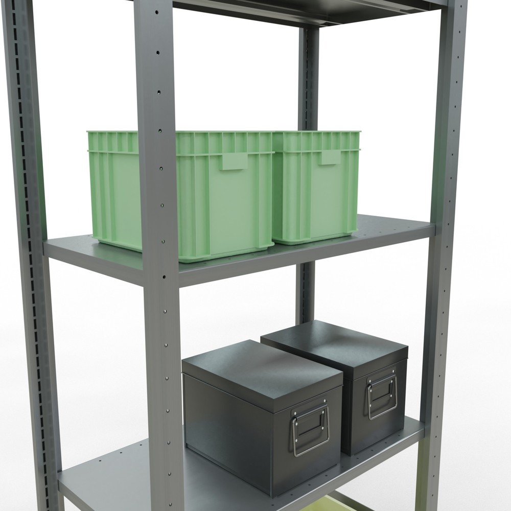 Immagine del prodotto n. 3: Scaffalatura a ripiani SCHULTE zincata con 5 fondi in lamiera d'acciaio, portata per piano di 150 kg, AxLxP 2.000 x 810 x 436 mm
