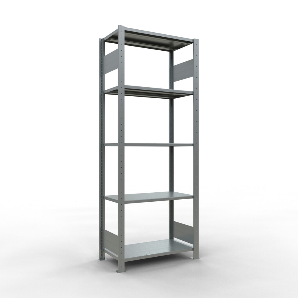 Scaffalatura a ripiani SCHULTE zincata con 5 fondi in lamiera d'acciaio, portata per piano di 150 kg, AxLxP 2.000 x 810 x 436 mm Immagine del prodotto: Scaffalatura a ripiani SCHULTE zincata con 5 fondi in lamiera d'acciaio, portata per piano di 150 kg, AxLxP 2.000 x 810 x 436 mm