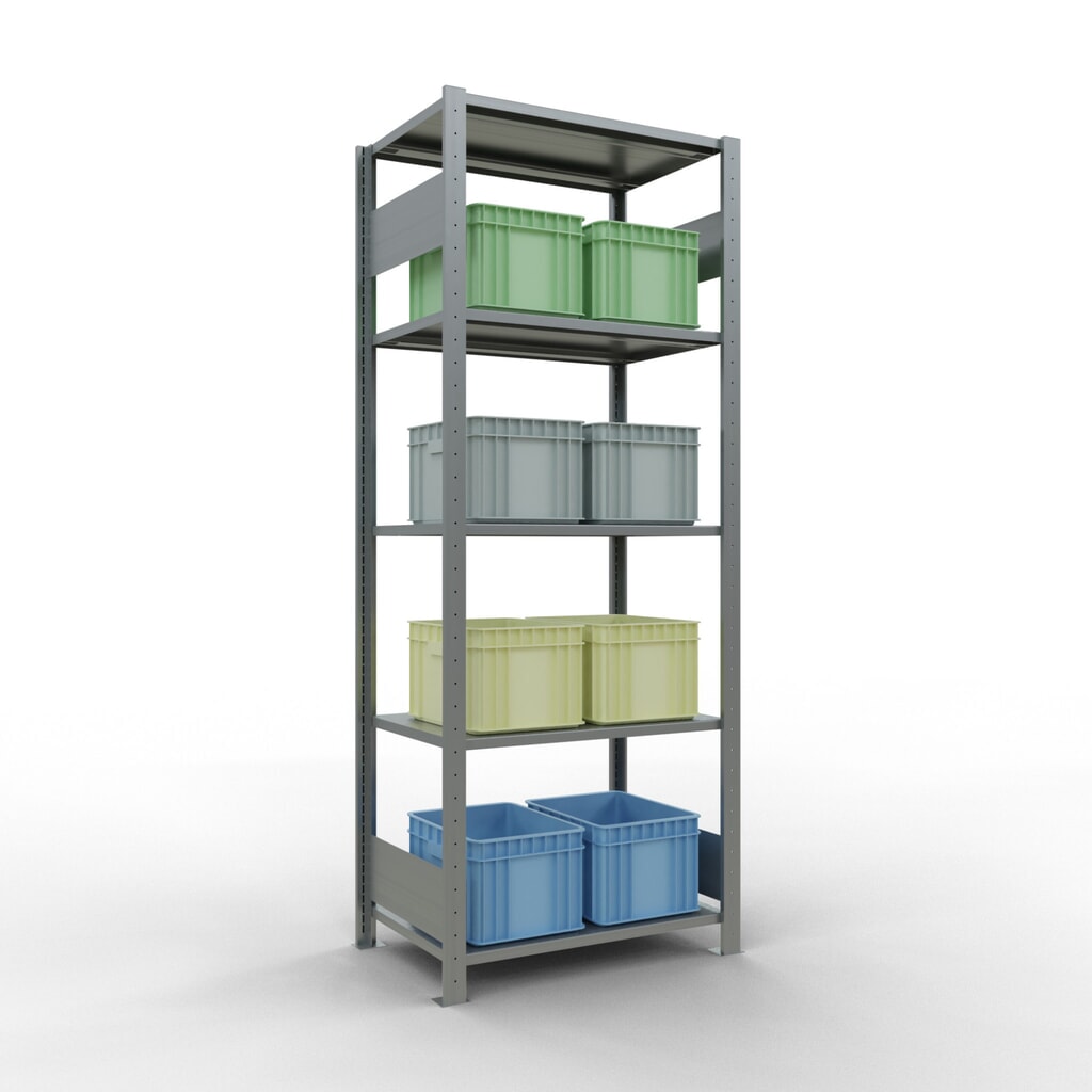 Scaffalatura a ripiani SCHULTE zincata con 5 fondi in lamiera d'acciaio, portata per piano di 150 kg, AxLxP 2.000 x 810 x 536 mm Immagine del prodotto n. 2: Scaffalatura a ripiani SCHULTE zincata con 5 fondi in lamiera d'acciaio, portata per piano di 150 kg, AxLxP 2.000 x 810 x 536 mm
