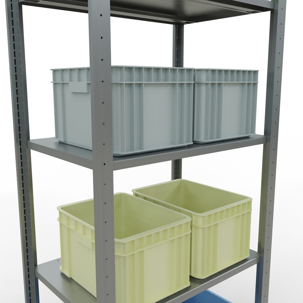 Immagine del prodotto n. 3: Scaffalatura a ripiani SCHULTE zincata con 5 fondi in lamiera d'acciaio, portata per piano di 150 kg, AxLxP 2.000 x 810 x 536 mm