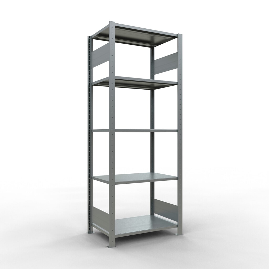Scaffalatura a ripiani SCHULTE zincata con 5 fondi in lamiera d'acciaio, portata per piano di 150 kg, AxLxP 2.000 x 810 x 536 mm Immagine del prodotto: Scaffalatura a ripiani SCHULTE zincata con 5 fondi in lamiera d'acciaio, portata per piano di 150 kg, AxLxP 2.000 x 810 x 536 mm