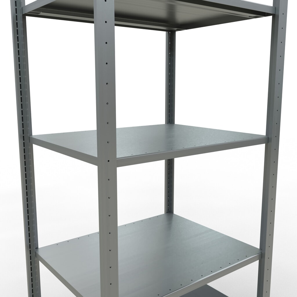 Scaffalatura a ripiani SCHULTE zincata con 5 fondi in lamiera d'acciaio, portata per piano di 150 kg, AxLxP 2.000 x 810 x 636 mm Immagine del prodotto n. 4: Scaffalatura a ripiani SCHULTE zincata con 5 fondi in lamiera d'acciaio, portata per piano di 150 kg, AxLxP 2.000 x 810 x 636 mm