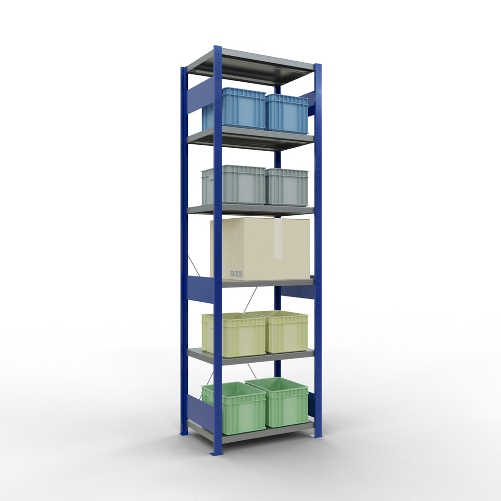 Scaffalatura a ripiani SCHULTE, blu genziana/zincato, portata per piano di 250 kg, AxLxP 2.500 x 810 x 536 mm Immagine del prodotto n. 3: Scaffalatura a ripiani SCHULTE, blu genziana/zincato, portata per piano di 250 kg, AxLxP 2.500 x 810 x 536 mm
