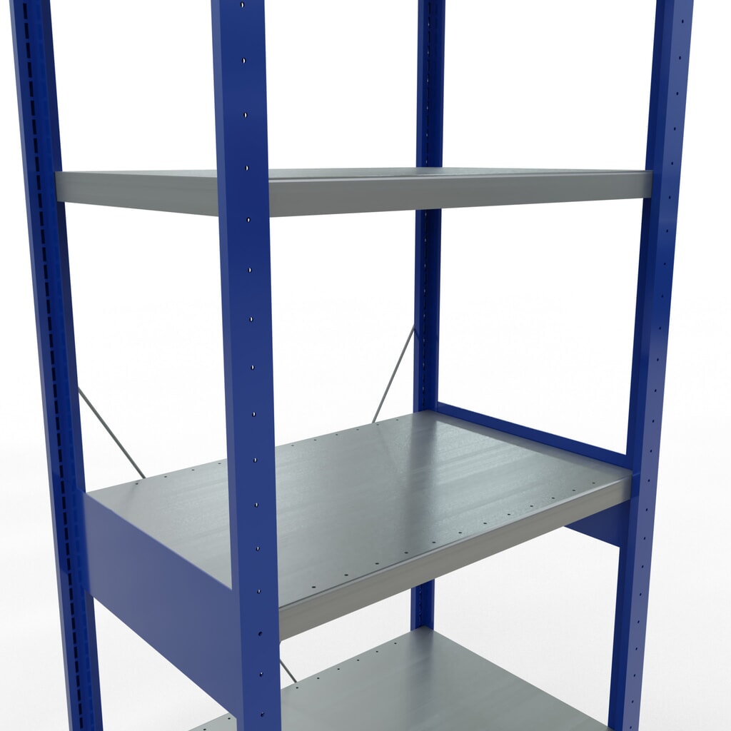 Scaffalatura a ripiani SCHULTE, blu genziana/zincato, portata per piano di 250 kg, AxLxP 2.500 x 810 x 536 mm Immagine del prodotto n. 5: Scaffalatura a ripiani SCHULTE, blu genziana/zincato, portata per piano di 250 kg, AxLxP 2.500 x 810 x 536 mm