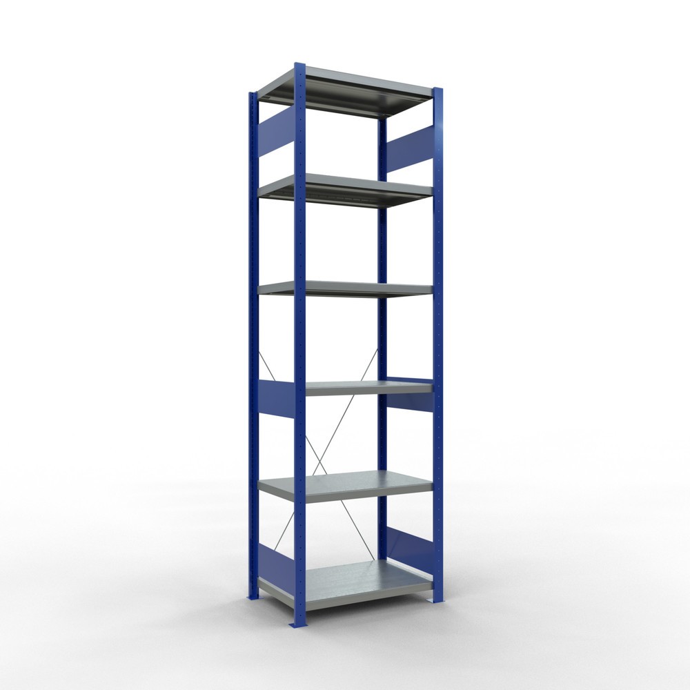 Immagine del prodotto n. 1: Scaffalatura a ripiani SCHULTE, blu genziana/zincato, portata per piano di 250 kg, AxLxP 2.500 x 810 x 536 mm