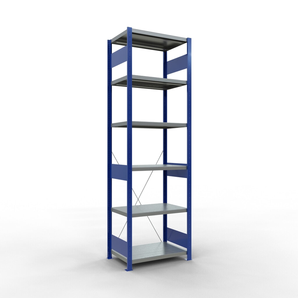 Immagine del prodotto n. 1: Scaffalatura a ripiani SCHULTE, blu genziana/zincato, portata per piano di 250 kg, AxLxP 2.500 x 810 x 536 mm