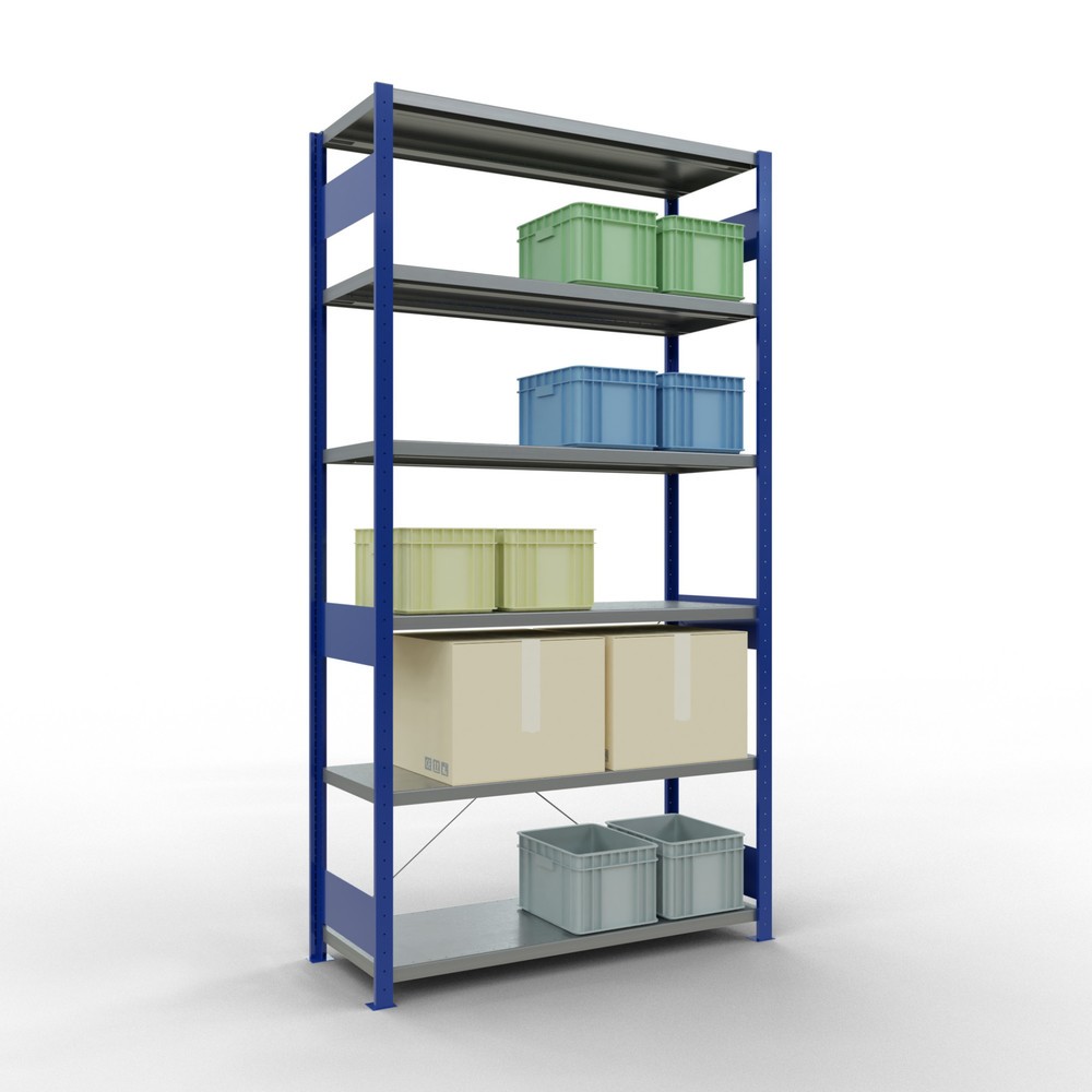 Immagine del prodotto n. 3: Scaffalatura a ripiani SCHULTE, blu genziana/zincato, portata per piano di 250 kg, AxLxP 2.500 x 1.360 x 536 mm