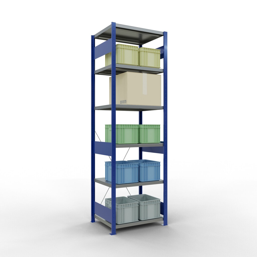 Scaffalatura a ripiani SCHULTE, blu genziana/zincato, portata per piano di 250 kg, AxLxP 2.500 x 810 x 636 mm Immagine del prodotto n. 3: Scaffalatura a ripiani SCHULTE, blu genziana/zincato, portata per piano di 250 kg, AxLxP 2.500 x 810 x 636 mm