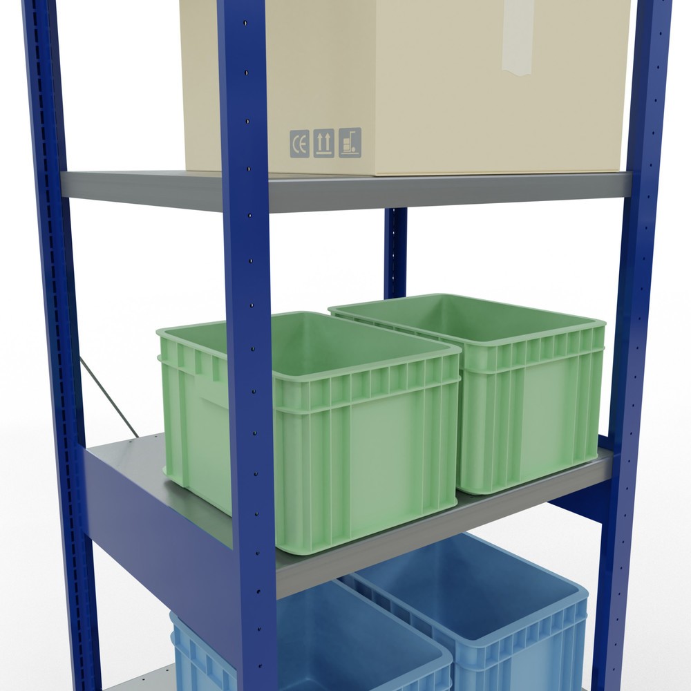 Immagine del prodotto n. 4: Scaffalatura a ripiani SCHULTE, blu genziana/zincato, portata per piano di 250 kg, AxLxP 2.500 x 810 x 636 mm