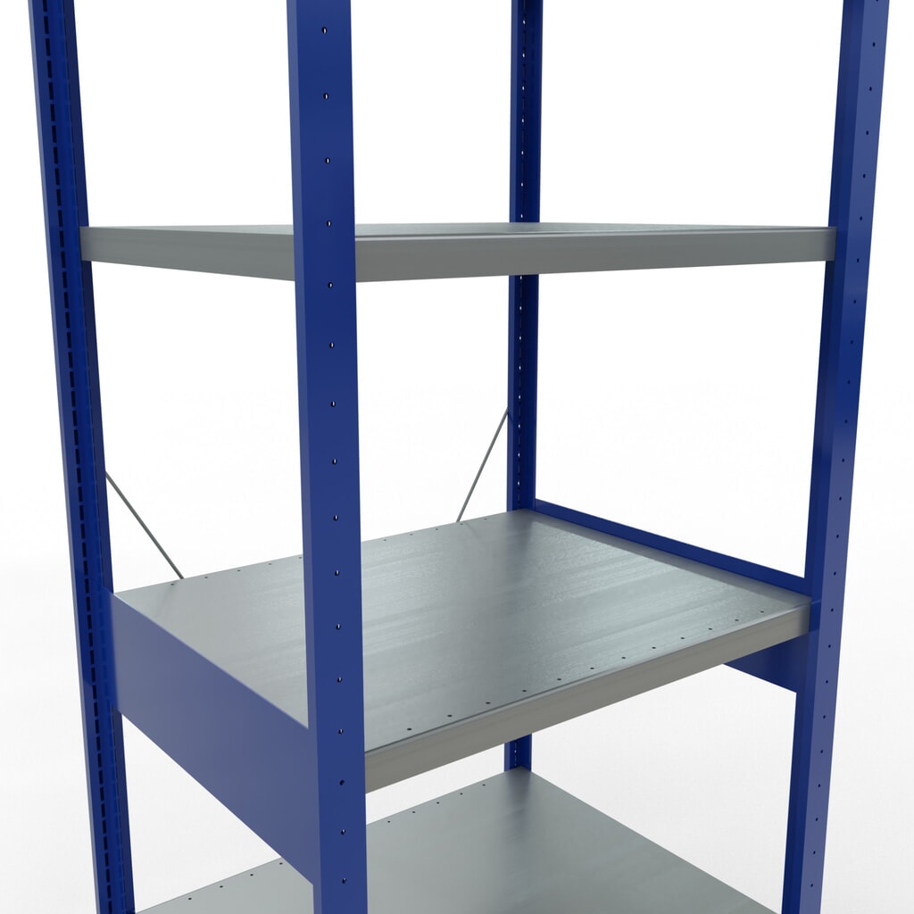 Scaffalatura a ripiani SCHULTE, blu genziana/zincato, portata per piano di 250 kg, AxLxP 2.500 x 810 x 636 mm Immagine del prodotto n. 5: Scaffalatura a ripiani SCHULTE, blu genziana/zincato, portata per piano di 250 kg, AxLxP 2.500 x 810 x 636 mm