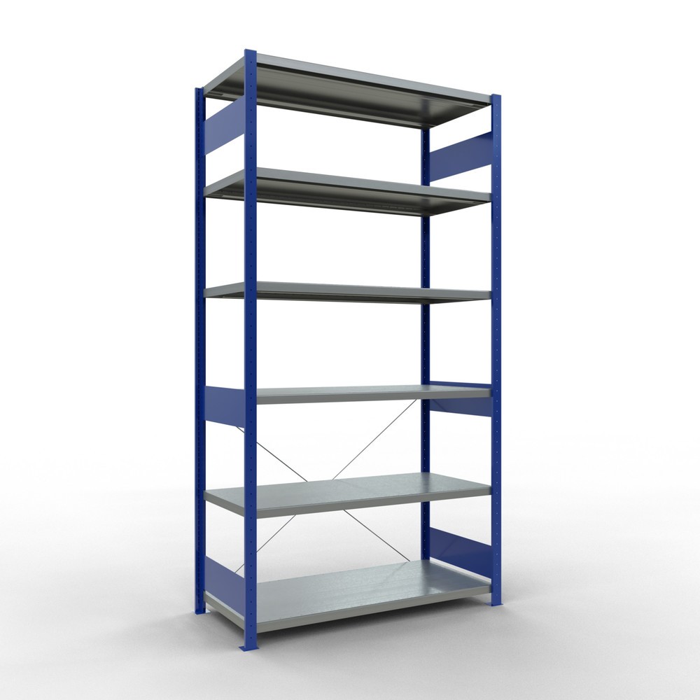 Immagine del prodotto: Scaffalatura a ripiani SCHULTE, blu genziana/zincato, portata per piano di 250 kg, AxLxP 2.500 x 1.360 x 636 mm