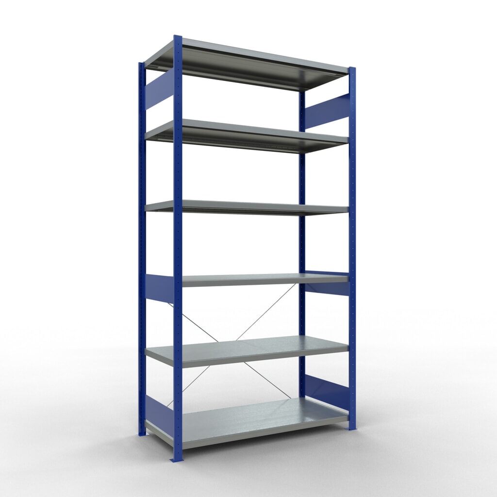 Immagine del prodotto: Scaffalatura a ripiani SCHULTE, blu genziana/zincato, portata per piano di 250 kg, AxLxP 2.500 x 1.360 x 636 mm