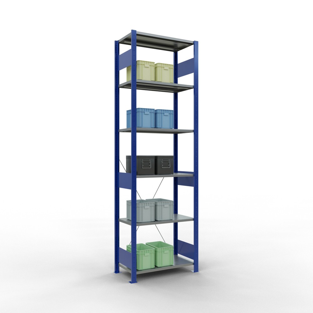 Immagine del prodotto n. 3: Scaffalatura a ripiani SCHULTE, blu genziana/zincato, portata per piano di 150 kg, AxLxP 2.500 x 810 x 436 mm