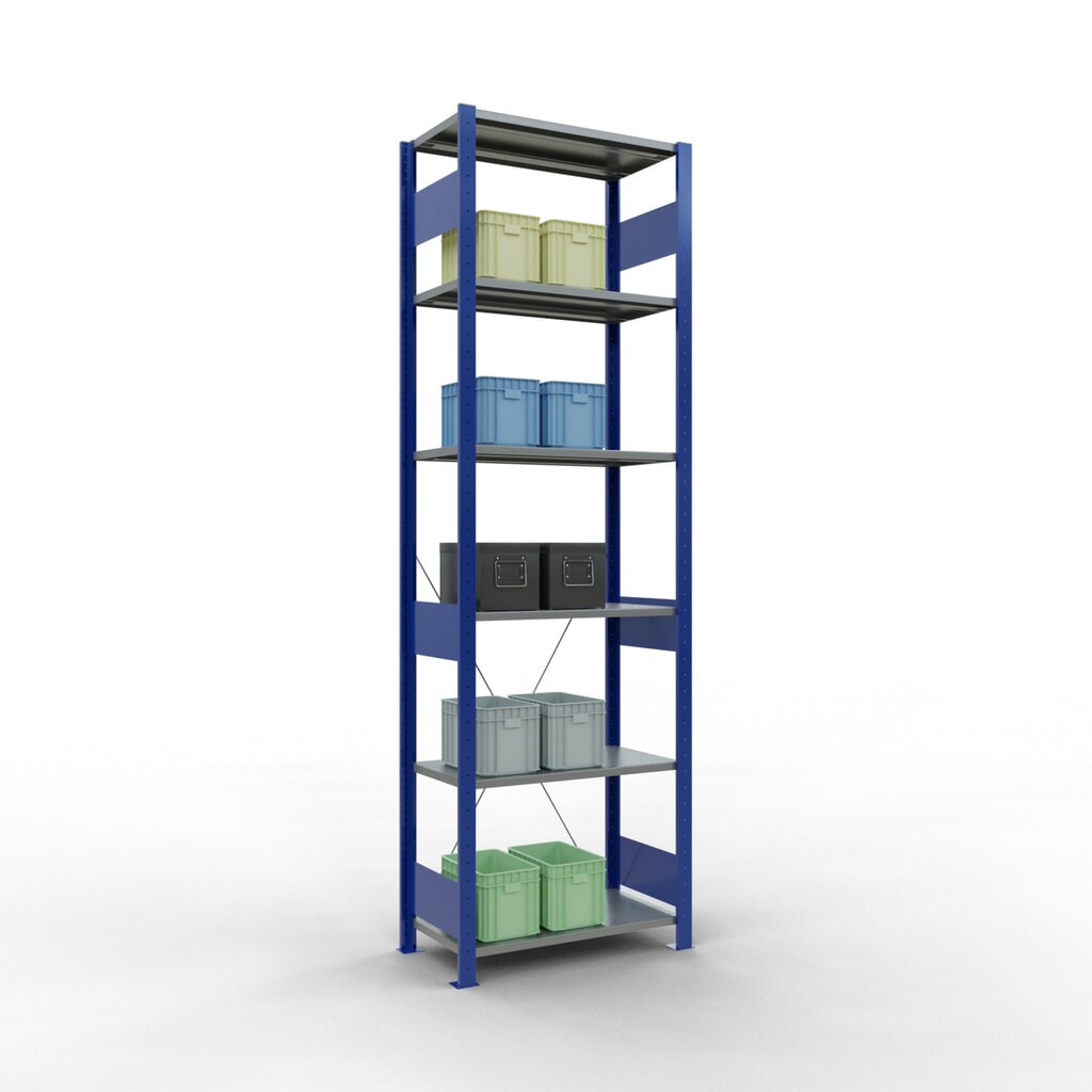 Scaffalatura a ripiani SCHULTE, blu genziana/zincato, portata per piano di 150 kg, AxLxP 2.500 x 810 x 436 mm Immagine del prodotto n. 3: Scaffalatura a ripiani SCHULTE, blu genziana/zincato, portata per piano di 150 kg, AxLxP 2.500 x 810 x 436 mm