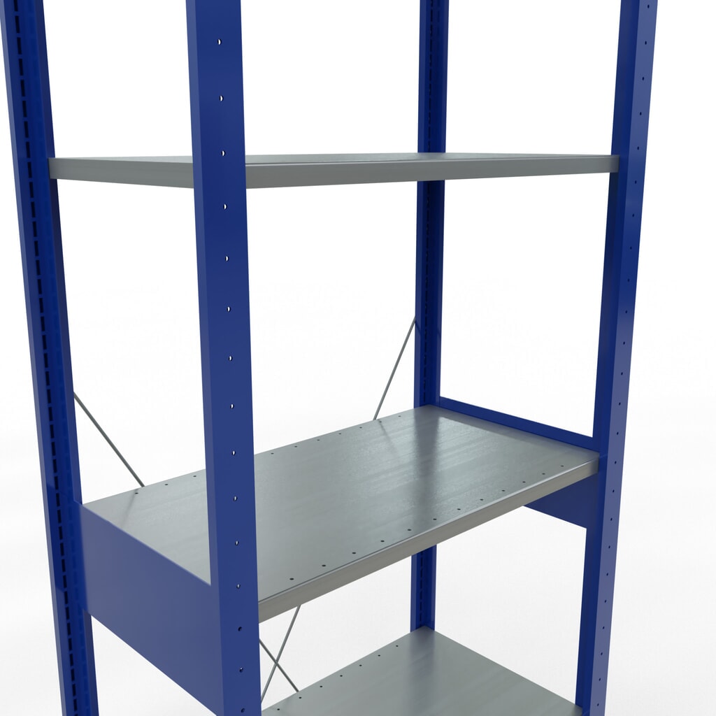 Immagine del prodotto n. 5: Scaffalatura a ripiani SCHULTE, blu genziana/zincato, portata per piano di 150 kg, AxLxP 2.500 x 810 x 436 mm
