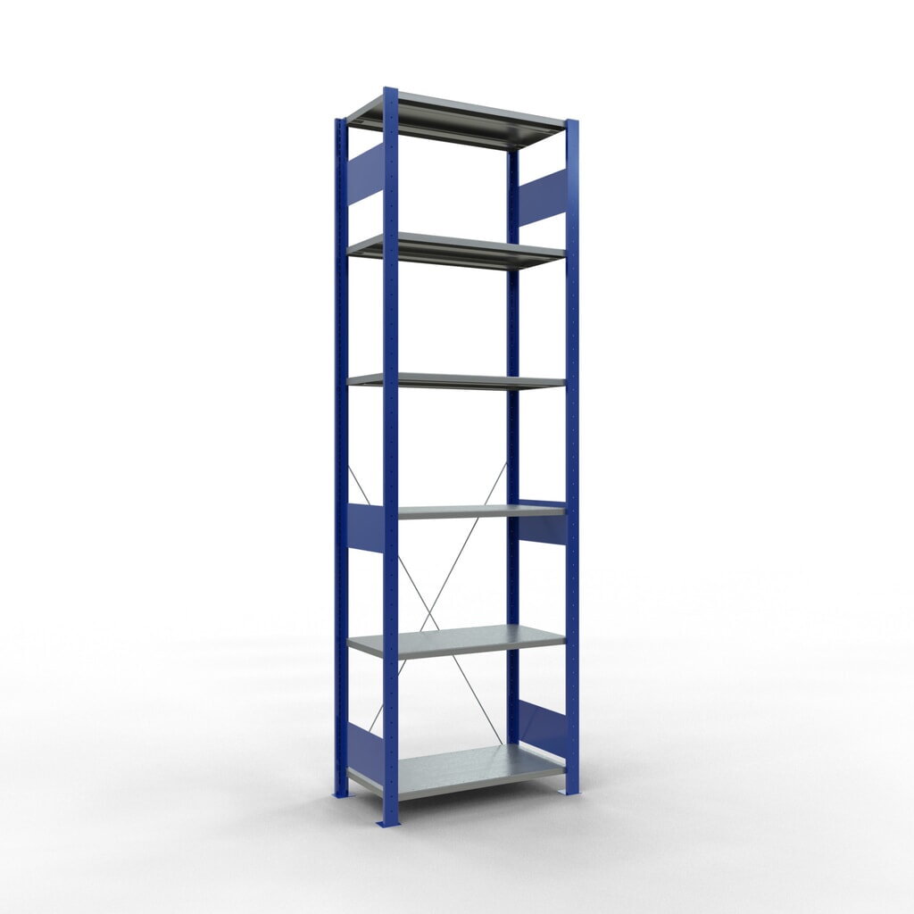 Immagine del prodotto: Scaffalatura a ripiani SCHULTE, blu genziana/zincato, portata per piano di 150 kg, AxLxP 2.500 x 810 x 436 mm