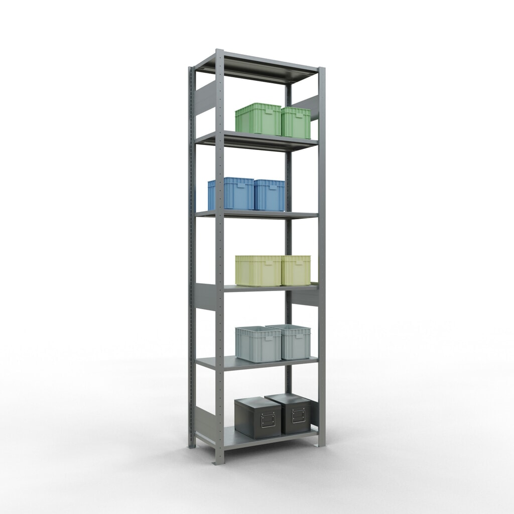 Scaffalatura a ripiani SCHULTE zincata, portata per piano di 150 kg, AxLxP 2.500 x 810 x 436 mm Immagine del prodotto n. 2: Scaffalatura a ripiani SCHULTE zincata, portata per piano di 150 kg, AxLxP 2.500 x 810 x 436 mm