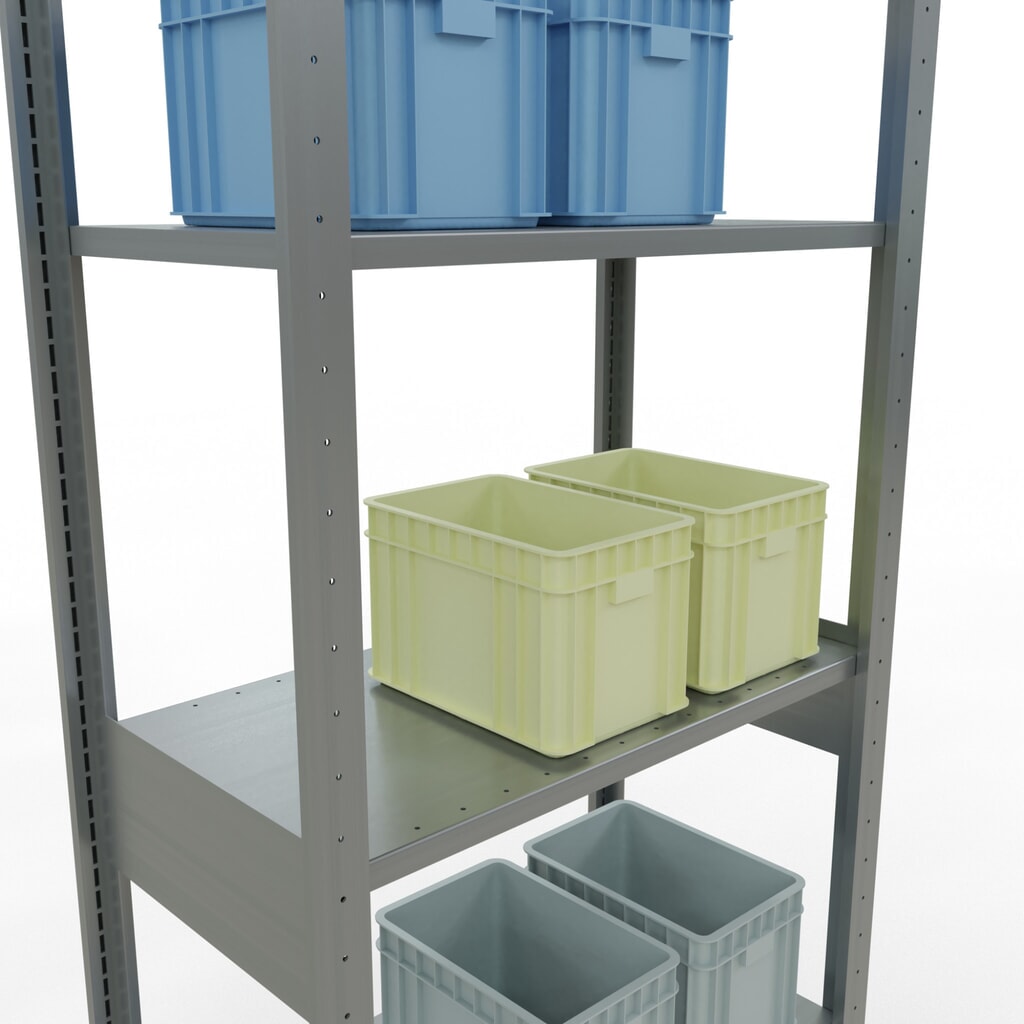 Scaffalatura a ripiani SCHULTE zincata, portata per piano di 150 kg, AxLxP 2.500 x 810 x 436 mm Immagine del prodotto n. 3: Scaffalatura a ripiani SCHULTE zincata, portata per piano di 150 kg, AxLxP 2.500 x 810 x 436 mm