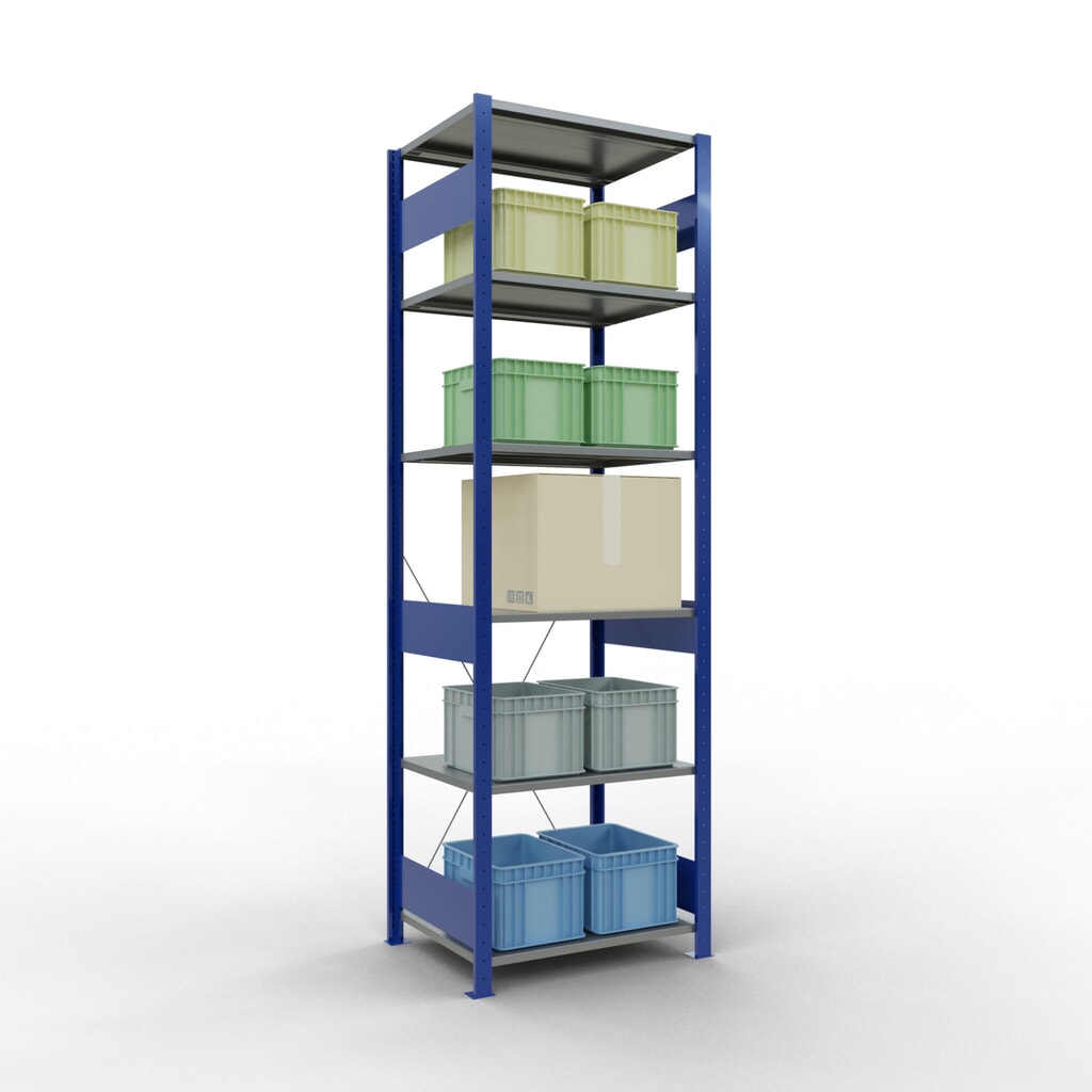 Scaffalatura a ripiani SCHULTE, blu genziana/zincato, portata per piano di 150 kg, AxLxP 2.500 x 810 x 636 mm Immagine del prodotto n. 3: Scaffalatura a ripiani SCHULTE, blu genziana/zincato, portata per piano di 150 kg, AxLxP 2.500 x 810 x 636 mm