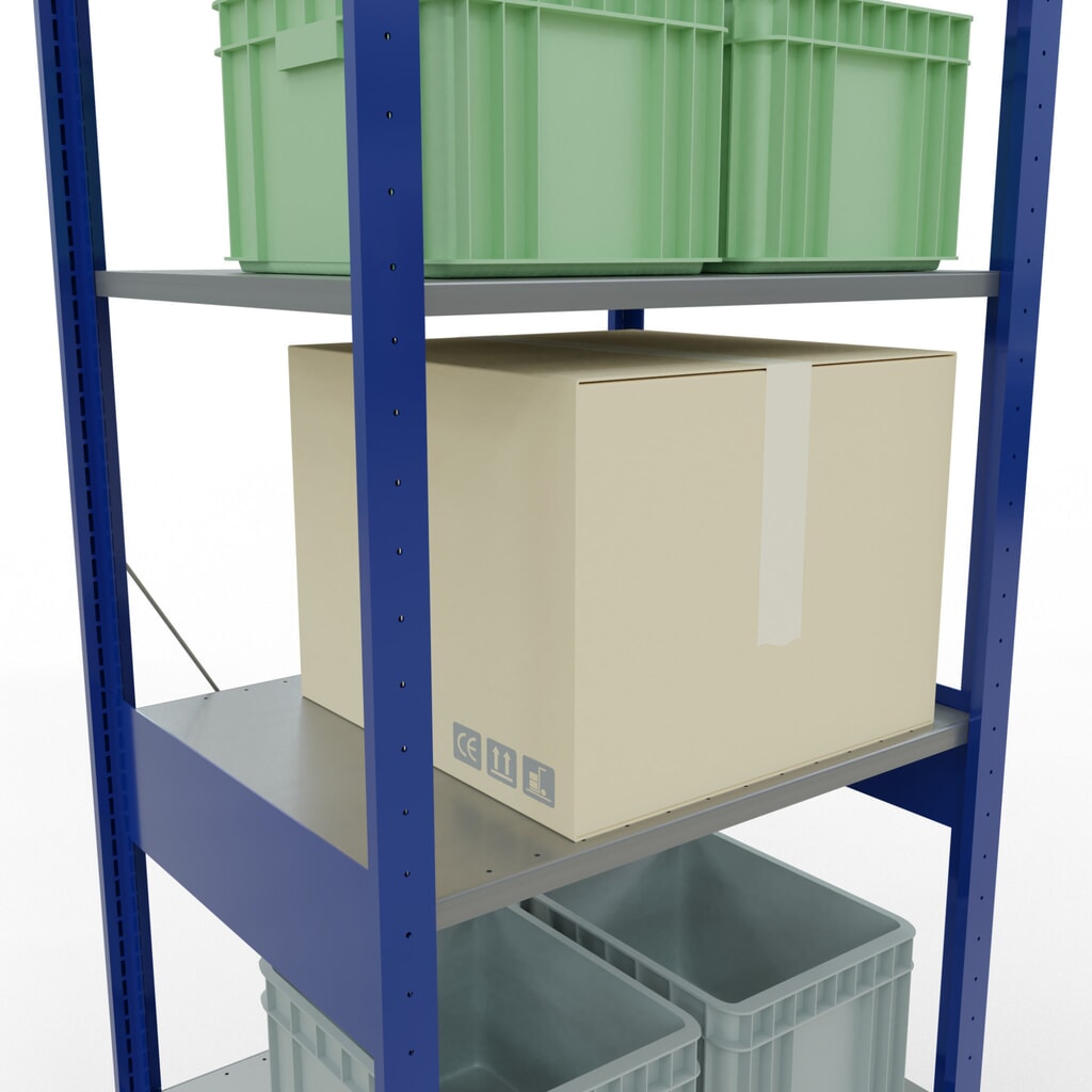 Immagine del prodotto n. 4: Scaffalatura a ripiani SCHULTE, blu genziana/zincato, portata per piano di 150 kg, AxLxP 2.500 x 810 x 636 mm