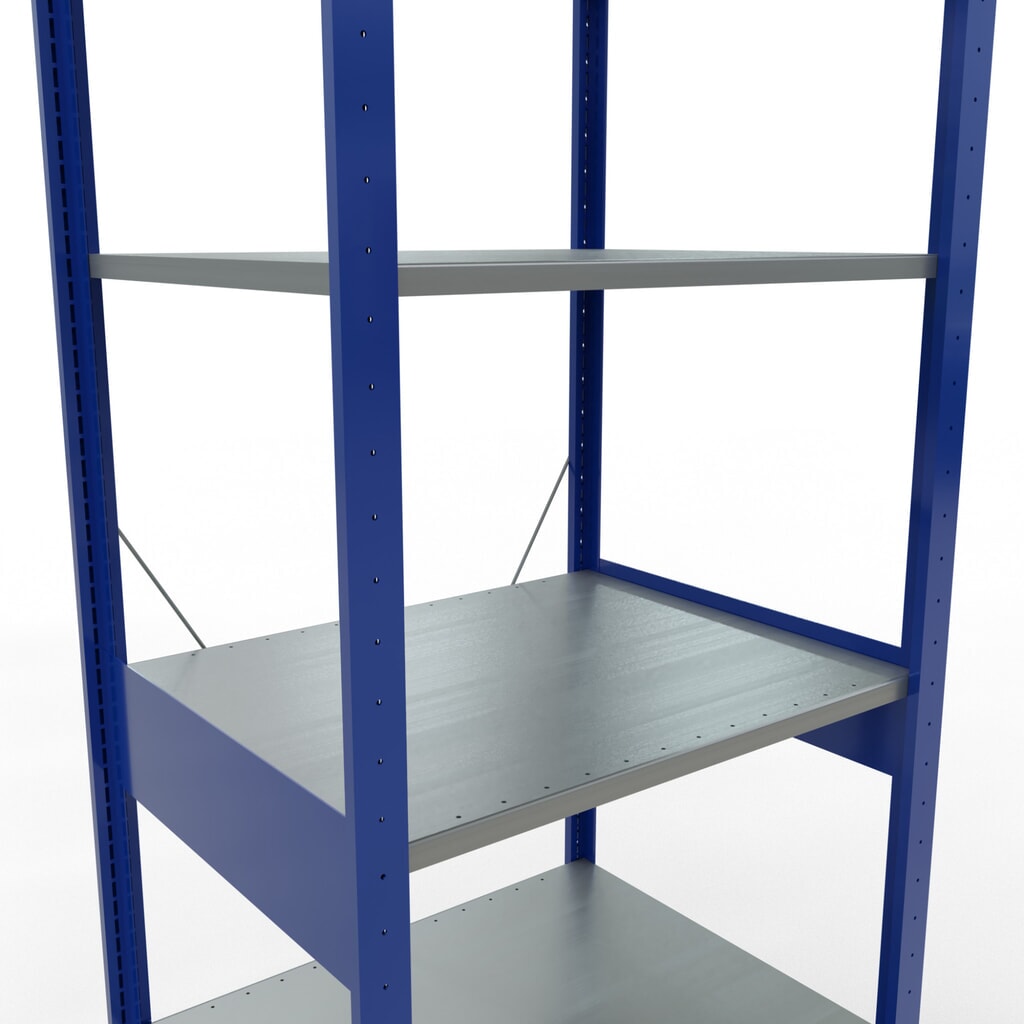 Scaffalatura a ripiani SCHULTE, blu genziana/zincato, portata per piano di 150 kg, AxLxP 2.500 x 810 x 636 mm Immagine del prodotto n. 5: Scaffalatura a ripiani SCHULTE, blu genziana/zincato, portata per piano di 150 kg, AxLxP 2.500 x 810 x 636 mm