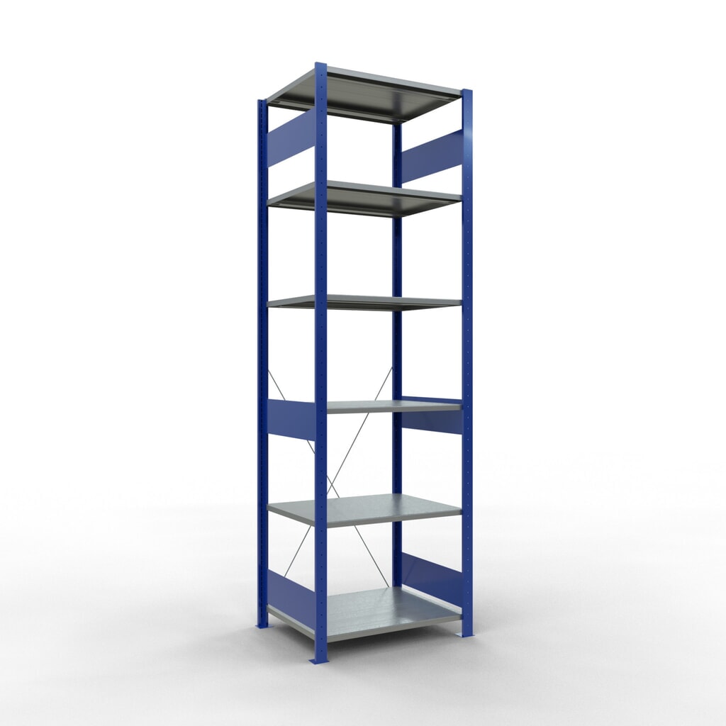 Immagine del prodotto: Scaffalatura a ripiani SCHULTE, blu genziana/zincato, portata per piano di 150 kg, AxLxP 2.500 x 810 x 636 mm