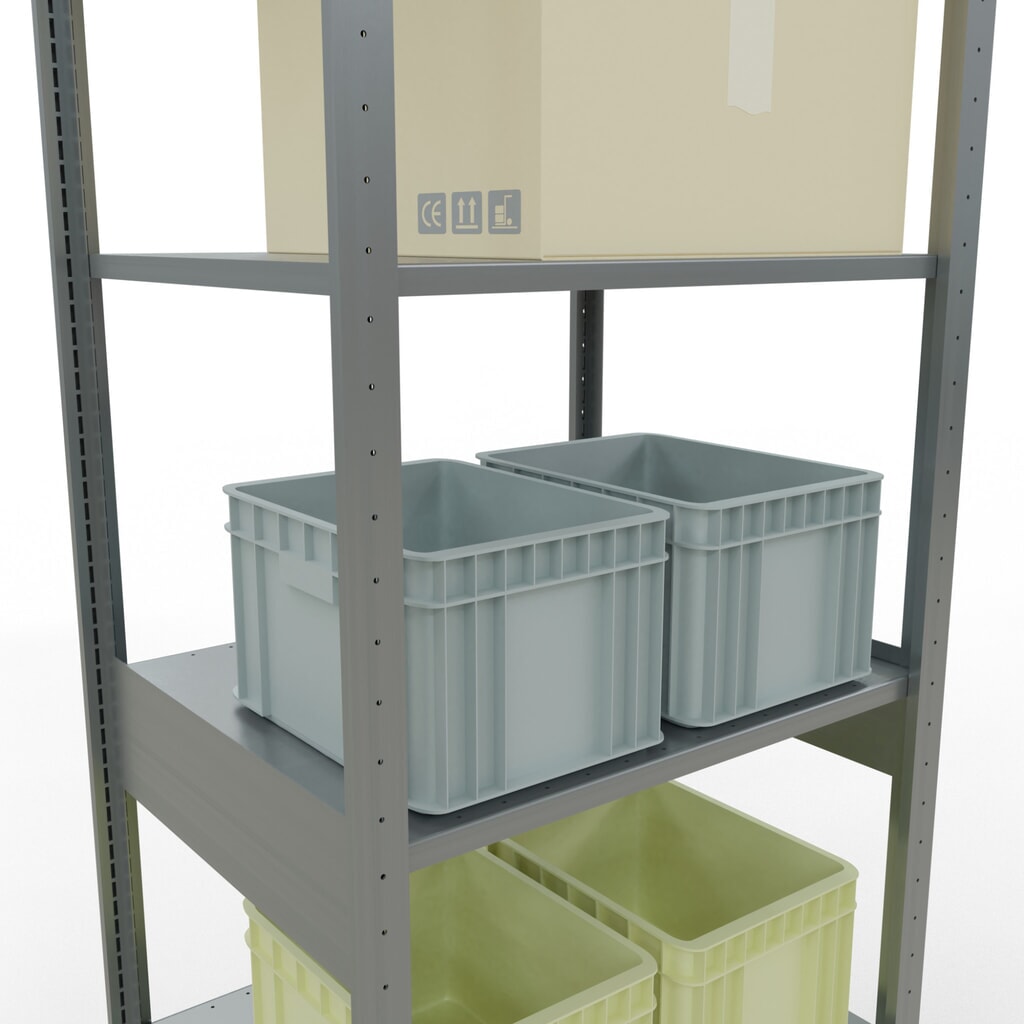 Scaffalatura a ripiani SCHULTE zincata, portata per piano di 150 kg, AxLxP 2.500 x 810 x 636 mm Immagine del prodotto n. 3: Scaffalatura a ripiani SCHULTE zincata, portata per piano di 150 kg, AxLxP 2.500 x 810 x 636 mm