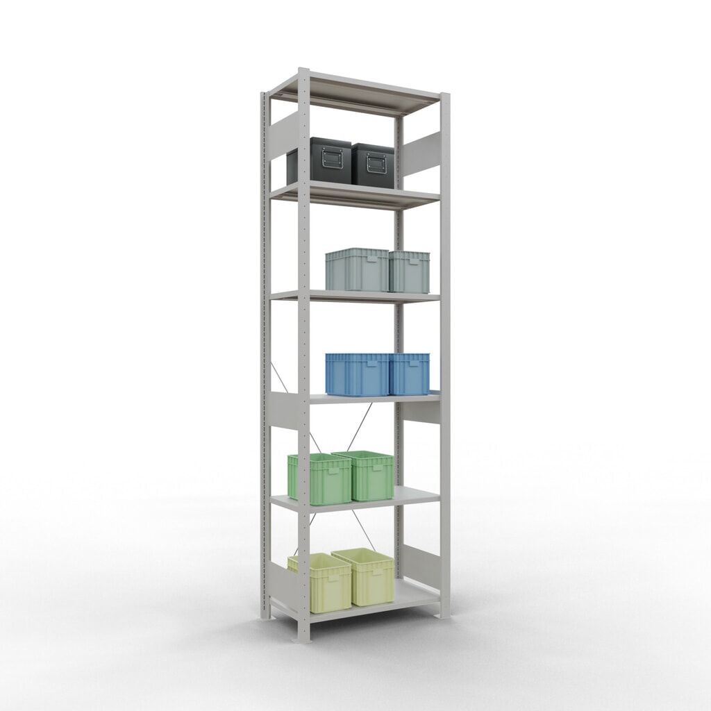 Immagine del prodotto n. 3: Scaffalatura a ripiani SCHULTE, grigio chiaro, portata per piano di 150 kg, AxLxP 2.500 x 810 x 436 mm