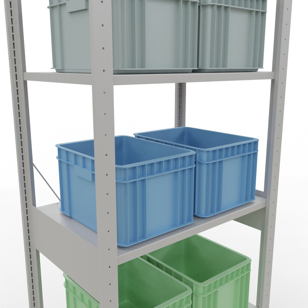 Scaffalatura a ripiani SCHULTE, grigio chiaro, portata per piano di 150 kg, AxLxP 2.500 x 810 x 536 mm Immagine del prodotto n. 4: Scaffalatura a ripiani SCHULTE, grigio chiaro, portata per piano di 150 kg, AxLxP 2.500 x 810 x 536 mm