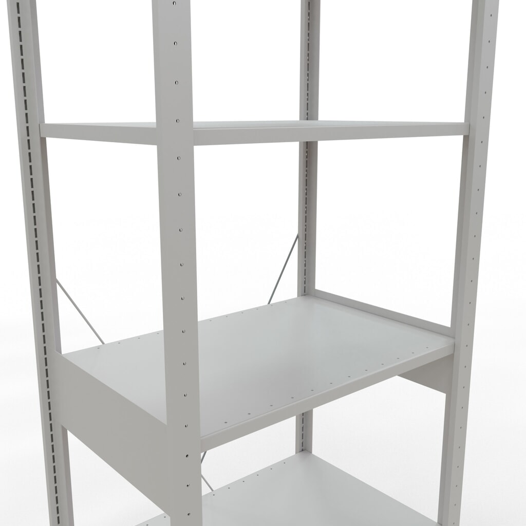 Scaffalatura a ripiani SCHULTE, grigio chiaro, portata per piano di 150 kg, AxLxP 2.500 x 810 x 536 mm Immagine del prodotto n. 5: Scaffalatura a ripiani SCHULTE, grigio chiaro, portata per piano di 150 kg, AxLxP 2.500 x 810 x 536 mm