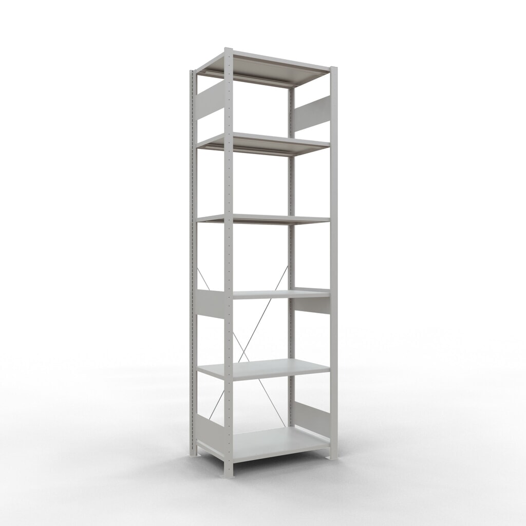 Scaffalatura a ripiani SCHULTE, grigio chiaro, portata per piano di 150 kg, AxLxP 2.500 x 810 x 536 mm Immagine del prodotto: Scaffalatura a ripiani SCHULTE, grigio chiaro, portata per piano di 150 kg, AxLxP 2.500 x 810 x 536 mm