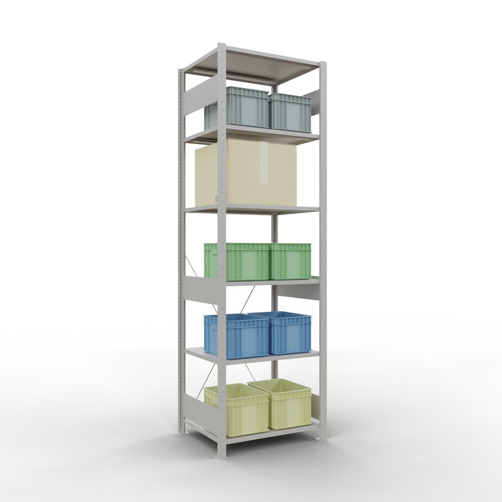Immagine del prodotto n. 3: Scaffalatura a ripiani SCHULTE, grigio chiaro, portata per piano di 150 kg, AxLxP 2.500 x 810 x 636 mm